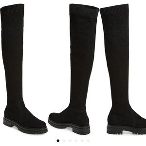 Gianvito Rossi Boucle Knit Over the Knee Boot - Size 7